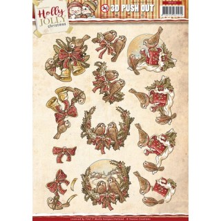 (SB10122)3D Pushout - Yvonne Creations - Holly Jolly - Birds