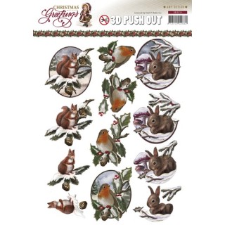 (SB10114)3D Pushout - Amy Design - Christmas Greetings - Kerstdiertjes