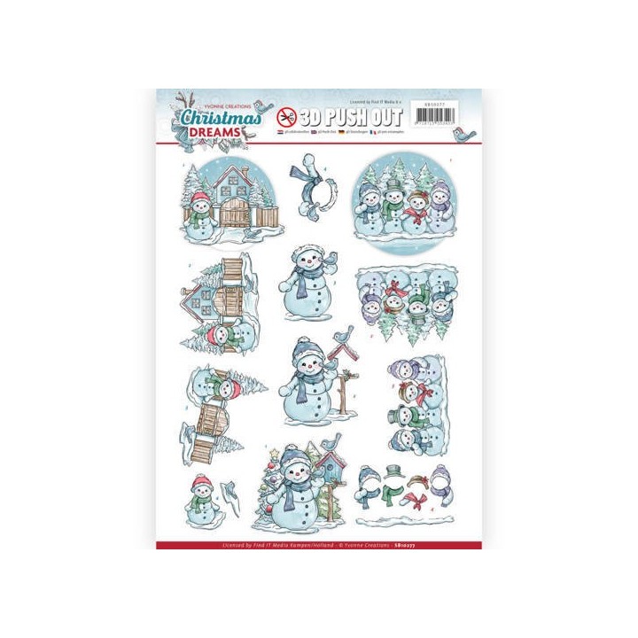 (SB10277)3D Pushout - Yvonne Creations - Christmas Dreams - Snowman