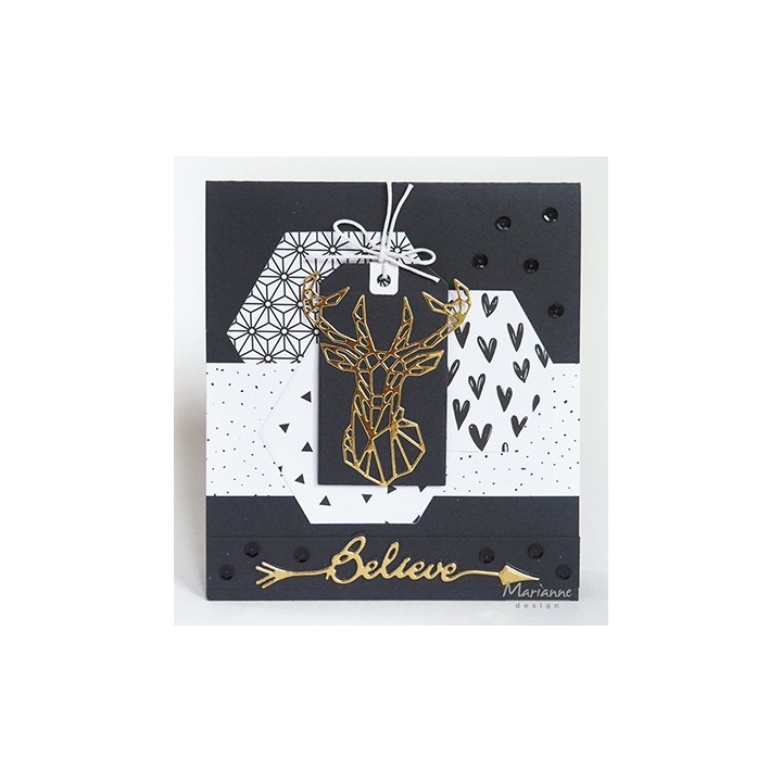 (CR1445)Craftables stencil Geometric deer