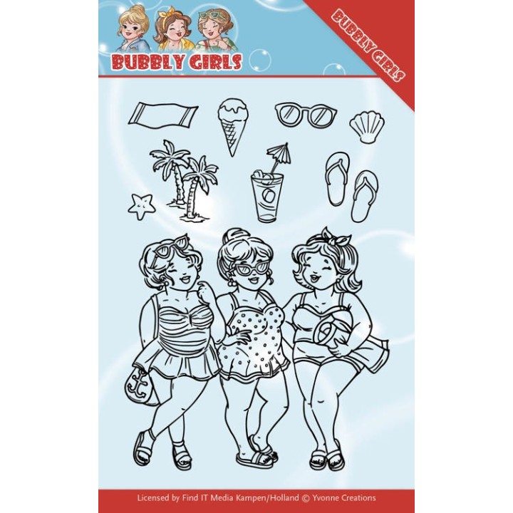 (YCCS10042)Clear Stamps - Yvonne Creations - Bubbly Girls - Beach Girls