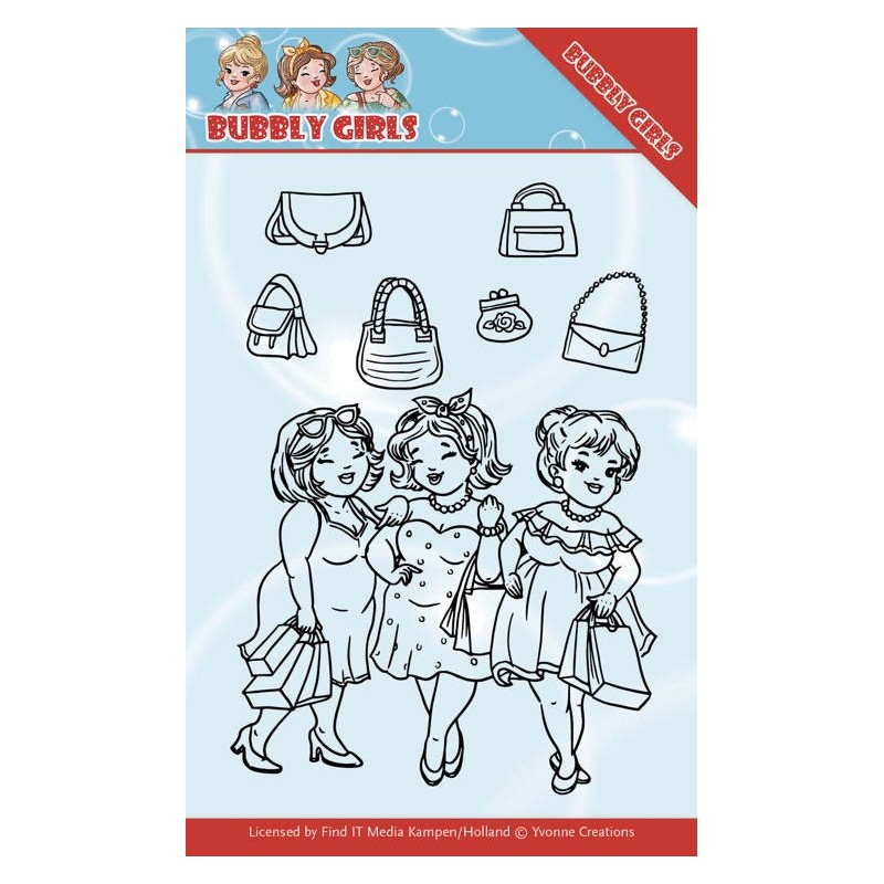 (YCCS10044)Clear Stamps - Yvonne Creations - Bubbly Girls - Gone Shopping