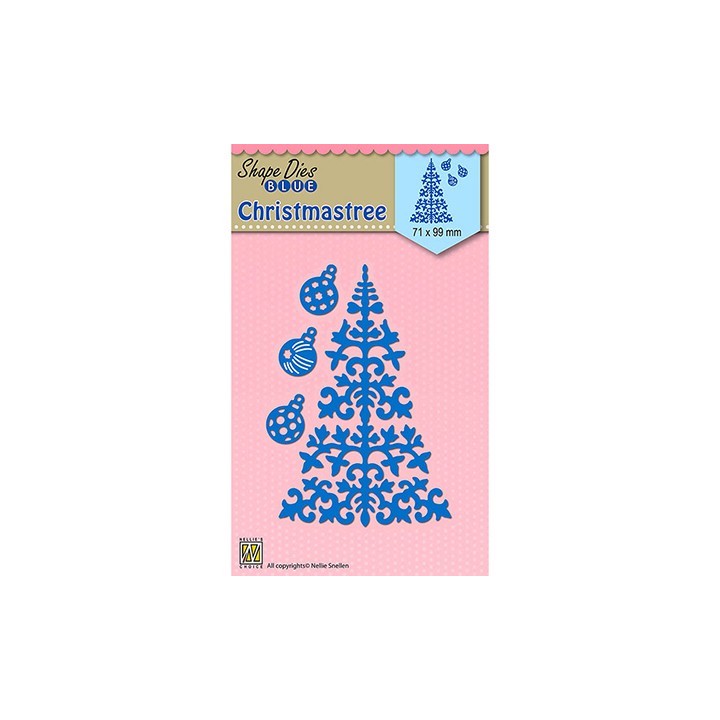 (SDB063)Nellie's Shape Dies Blue Christmas tree & baubles