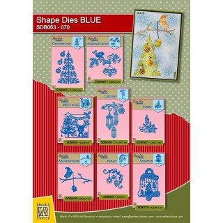 (SDB063)Nellie's Shape Dies Blue Christmas tree & baubles