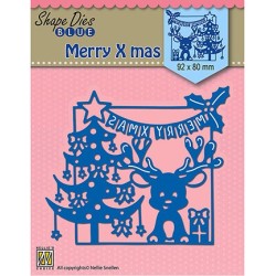 (SDB065)Nellie's Shape Dies Blue Merry Christmas scene