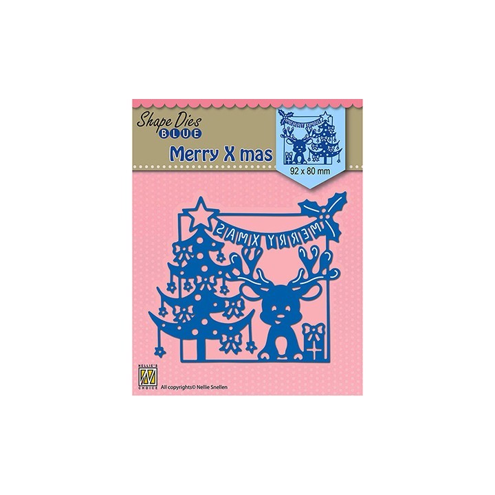 (SDB065)Nellie's Shape Dies Blue Merry Christmas scene