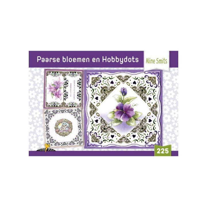 (HD225)Hobbydols 225 - Paarse bloemen en Hobbydots