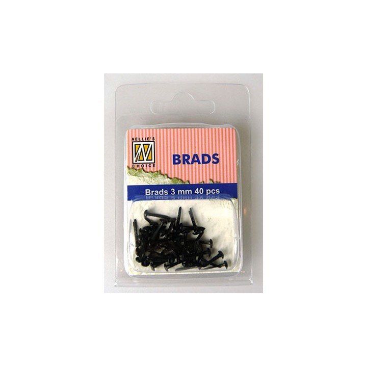 (FLP-BR010)Nellie`s Choice Floral brads black 40 PC 3m