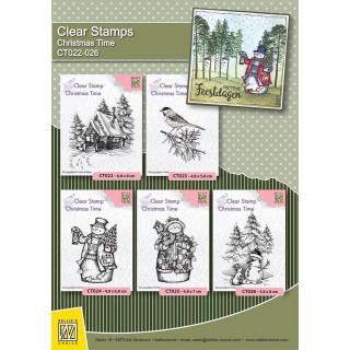 (CT023)Nellie's Choice Clear Stamp Christmas time Conifer branch with bird