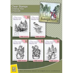 (CT023)Nellie's Choice Clear Stamp Christmas time Conifer branch with bird