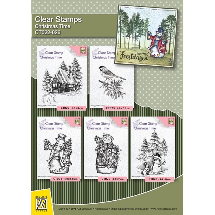 (CT023)Nellie's Choice Clear Stamp Christmas time Conifer branch with bird