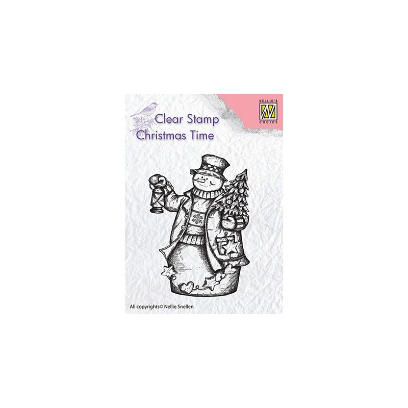 (CT024)Nellie's Choice Clear Stamp Christmas time Snowman with lantern