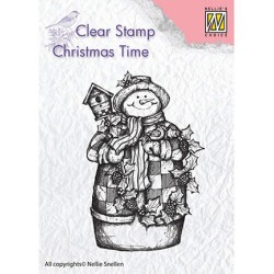 (CT025)Nellie's Choice Clear Stamp Christmas time Snowman with birdhouse