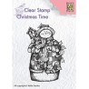 (CT025)Nellie's Choice Clear Stamp Christmas time Snowman with birdhouse