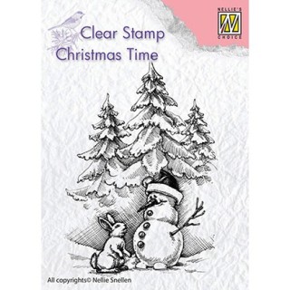 (CT026)Nellie's Choice Clear Stamp Christmas time Snowman and rabbit