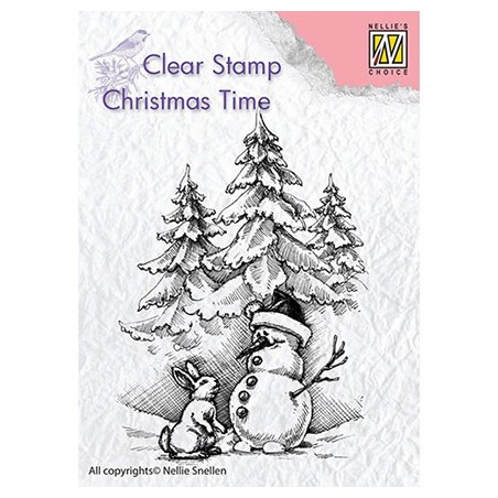 (CT026)Nellie's Choice Clear Stamp Christmas time Snowman and rabbit