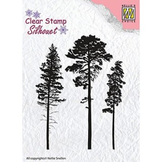 (SIL037)Nellie`s Choice Clearstamp -  3 Pinetrees