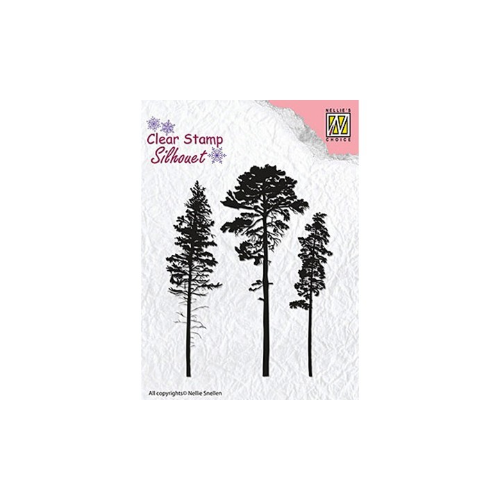 (SIL037)Nellie`s Choice Clearstamp -  3 Pinetrees