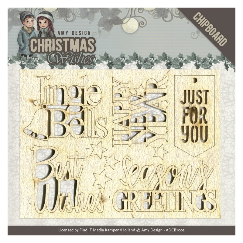 (ADCB1002)Chipboard - Amy Design - Christmas Wishes - Text