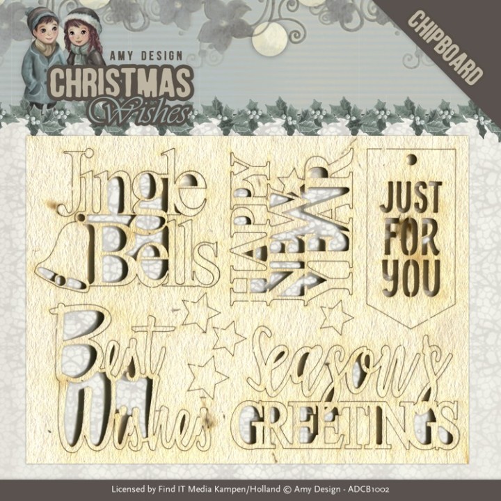 (ADCB1002)Chipboard - Amy Design - Christmas Wishes - Text