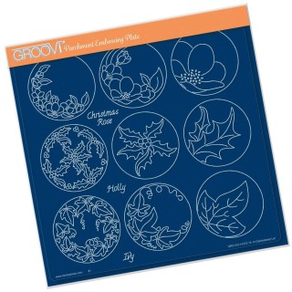 (GRO-PA-41072-15)Groovi Plate A4 LINDA'S 123 - CHRISTMAS ROSE, HOLLY, IVY