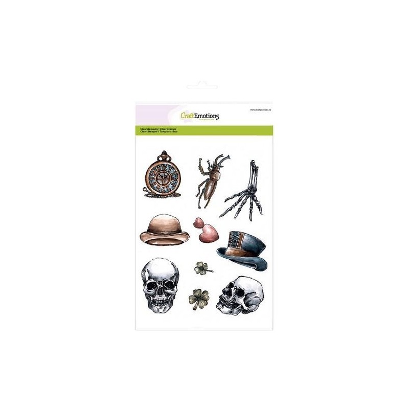 (3001)CraftEmotions clearstamp RusticArt A5 - Lovely Skeletal