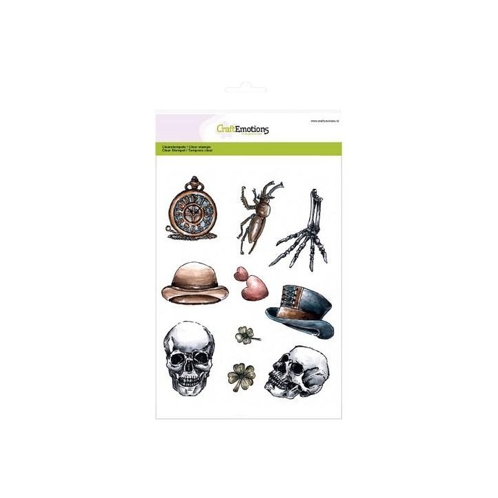 (3001)CraftEmotions clearstamp RusticArt A5 - Lovely Skeletal