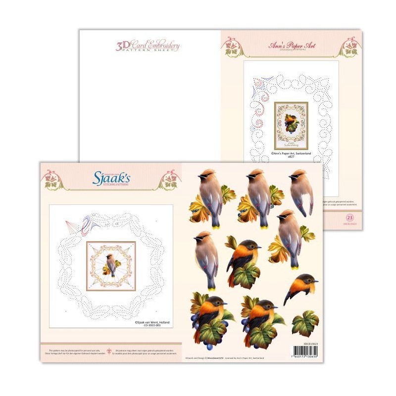 (3DCE13023)3D Card Embroidery Pattern Sheet 23 with Ann & Sjaak