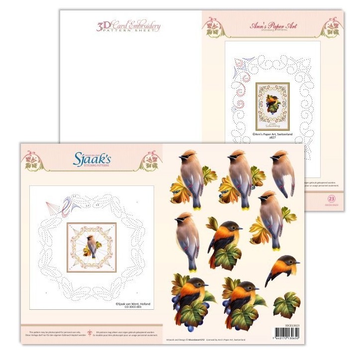(3DCE13023)3D Card Embroidery Pattern Sheet 23 with Ann & Sjaak