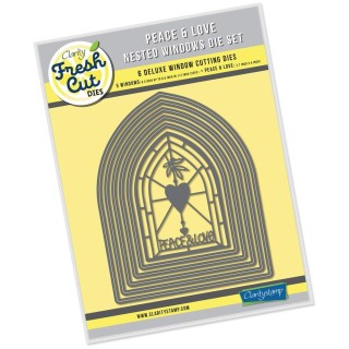 (ACC-DI-30689-56)Clarity FRESH CUT DIE PEACE & LOVE NESTED WINDOW