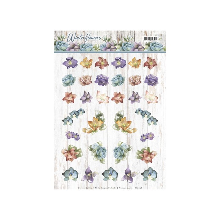 (CD11198)3D-knipvel - Precious Marieke - Winter Flowers - Mini
