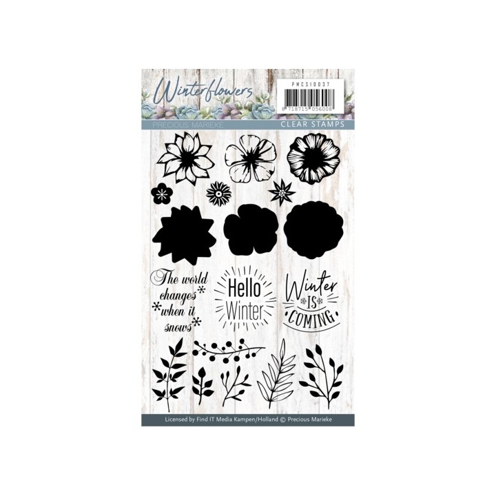 (PMCS10037)Clearstamp - Precious Marieke - Winter Flowers