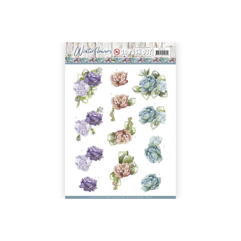 (SB10302)3D Pushout - Precious Marieke - Winter Flowers - Roses
