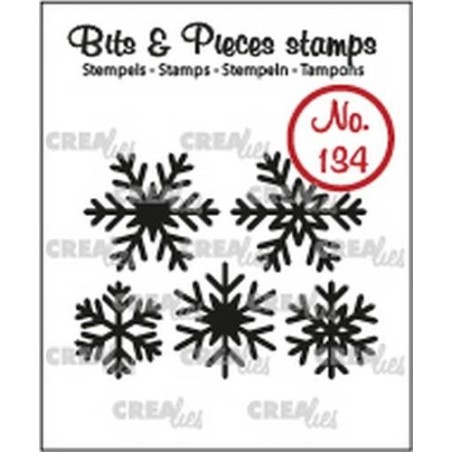 (CLBP134)Crealies Clearstamp Bits & Pieces 5x snowflakes solid