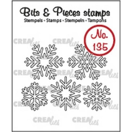 (CLBP135)Crealies Clearstamp Bits & Pieces 5x snowflakes outline