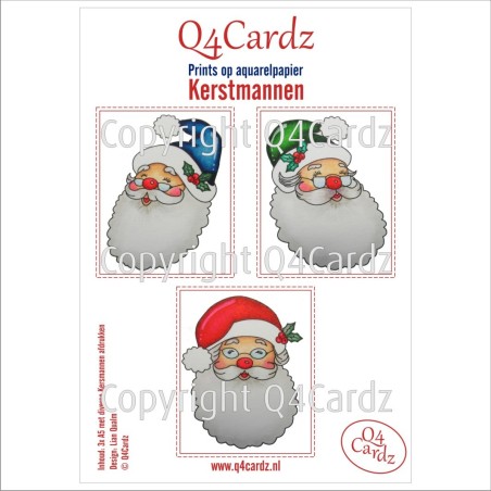 Q4Cardz Prints  Kerstmannen Aquarelpapier