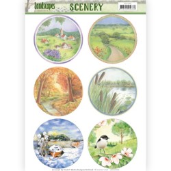 (CDS10006)Die Cut Topper - Scenery - Jeanine's Art - Landscapes - Landscape Circle