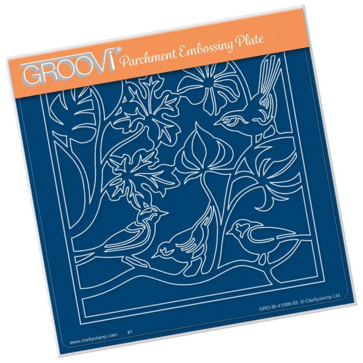 (GRO-BI-41088-03)Groovi Plate A5 BIRDS ROOSTING