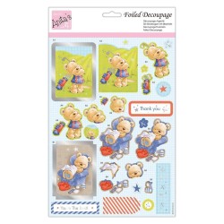 (ANT 169881)Anita's Foiled Decoupage Chllied Out Bear