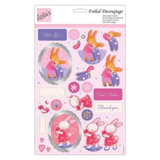 (ANT 169883)Anita's Foiled Decoupage Bunny Hugs
