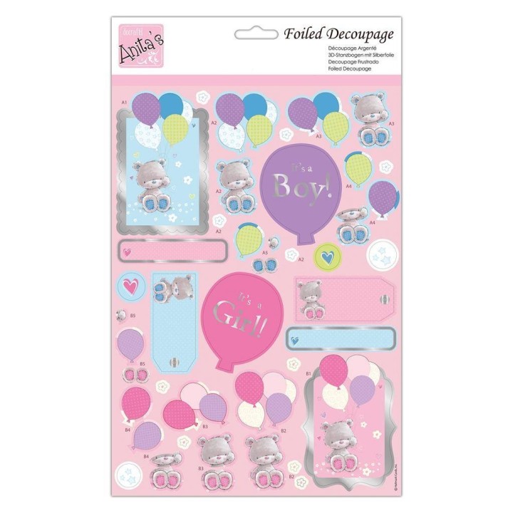(ANT 169896)Anita's Foiled Decoupage Baby Bear