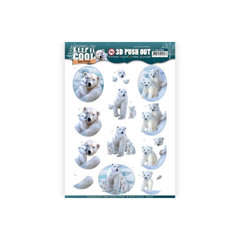 (SB10306)3D Pushout - Amy Design - Keep it Cool - Cool Polar Bears