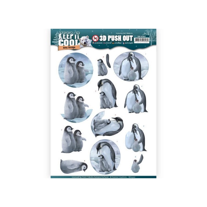 (SB10307)3D Pushout - Amy Design - Keep it Cool - Cool Penguin