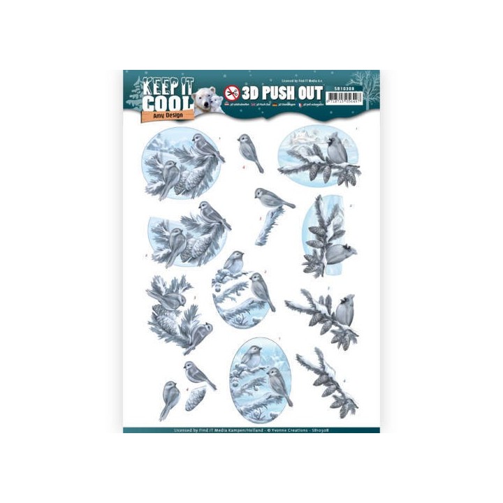 (SB10308)3D Pushout - Amy Design - Keep it Cool - Cool Birds