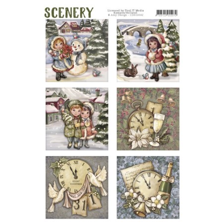 (CDS10002)Die Cut Topper - Scenery - Classic Christmas