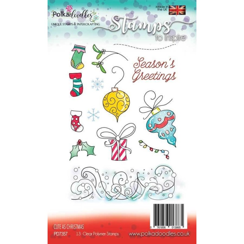 (PD7357)Polkadoodles Cute as Christmas Clear Stamps