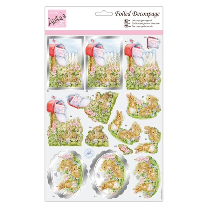 (ANT 169858)Anita's Foiled Decoupage Postal Rabbits