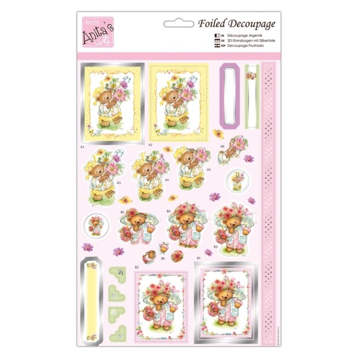 (ANT 169850)Anita's Foiled Decoupage Teddy Dress Up