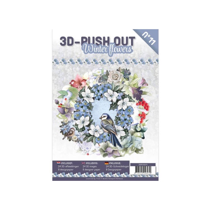 (3DPO10011)3D Push Out Book Winter Flowers