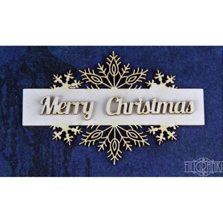 (XMAS_2_002)Filigranki Laser Cut Chipboards frame+Merry Christmas